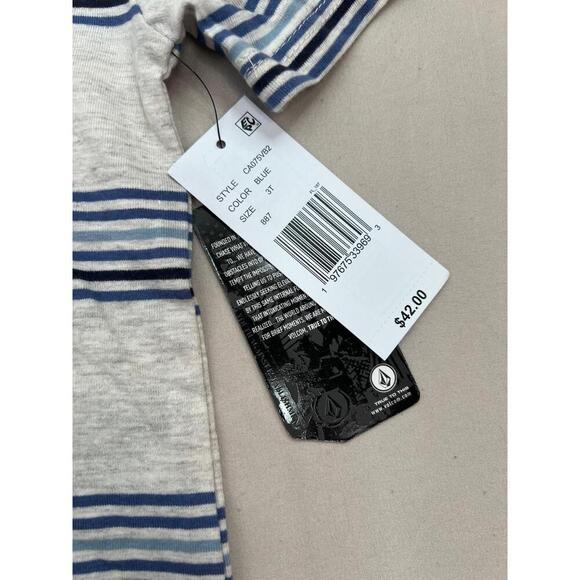 Volcom Clothing Set Kids Size 3T Blue Striped TShirt Elastic Waistband Casual - Picture 8 of 13